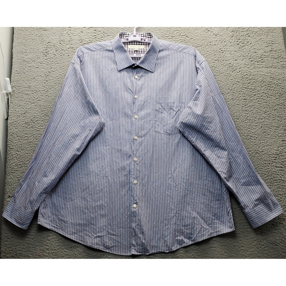 Pronto Uomo Shirt Men 3X Multi Striped Relaxed Fit Chest Pocket Collar Button Up